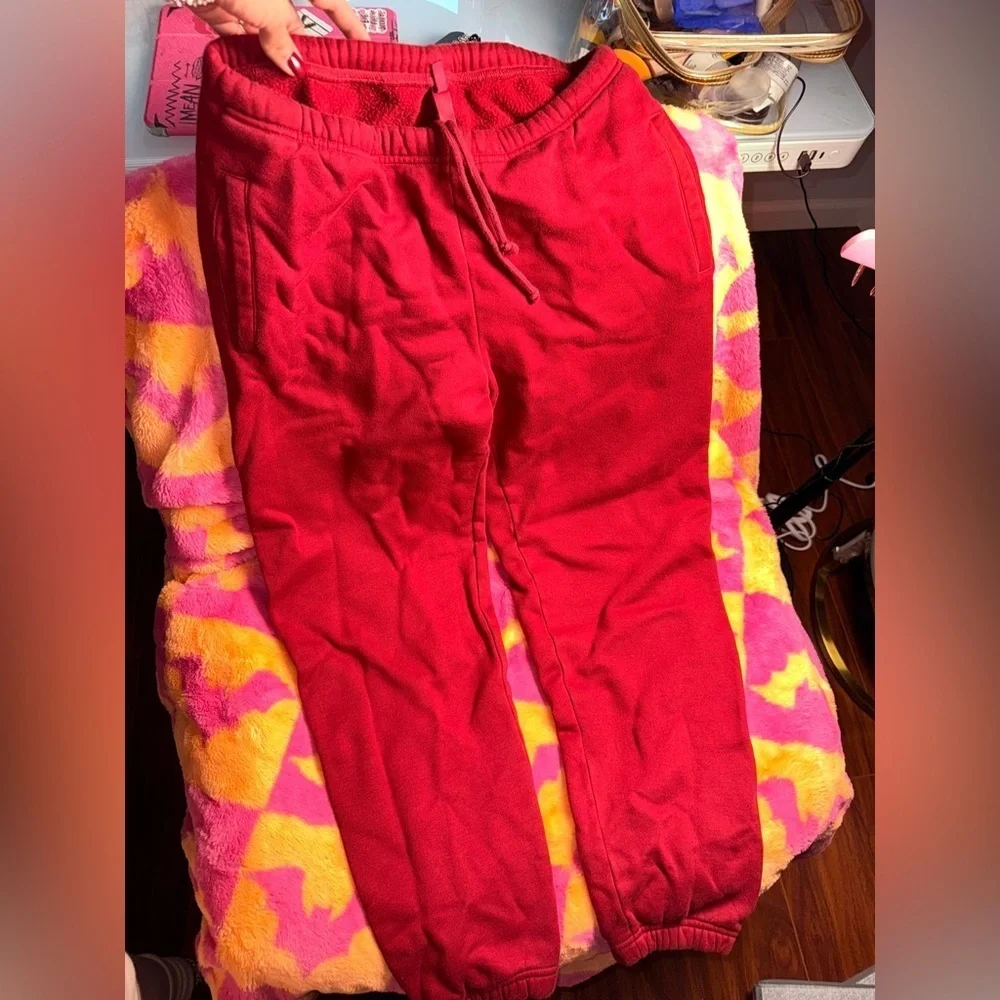 SKIMS Red Hoodie and Joggers